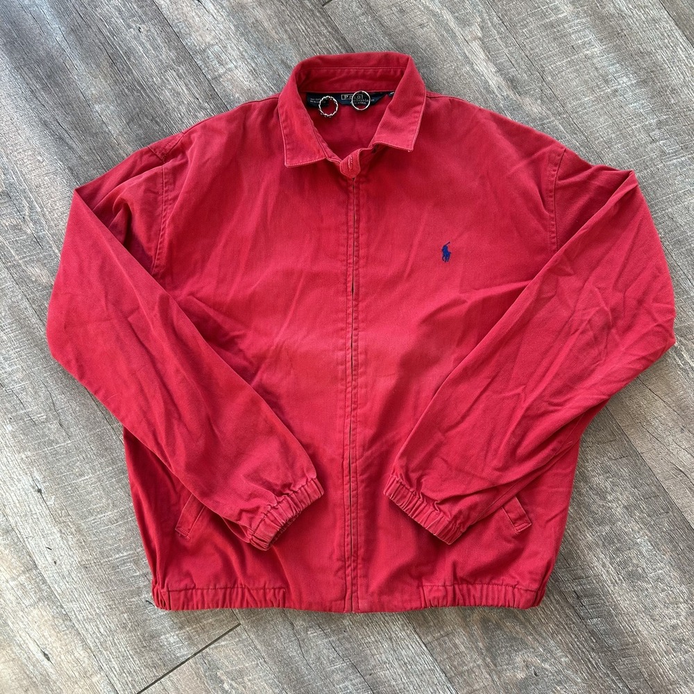 Vintage Polo Ralph Lauren Red Harrington Jacket Made in USA Size M posh money